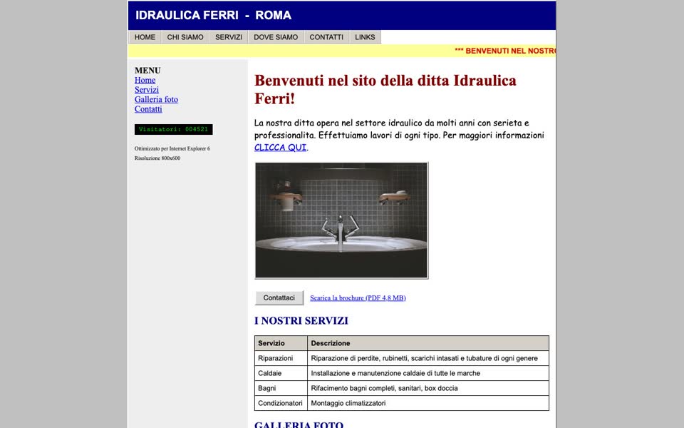Idraulica Ferri, sito del 2009: versione da computer
